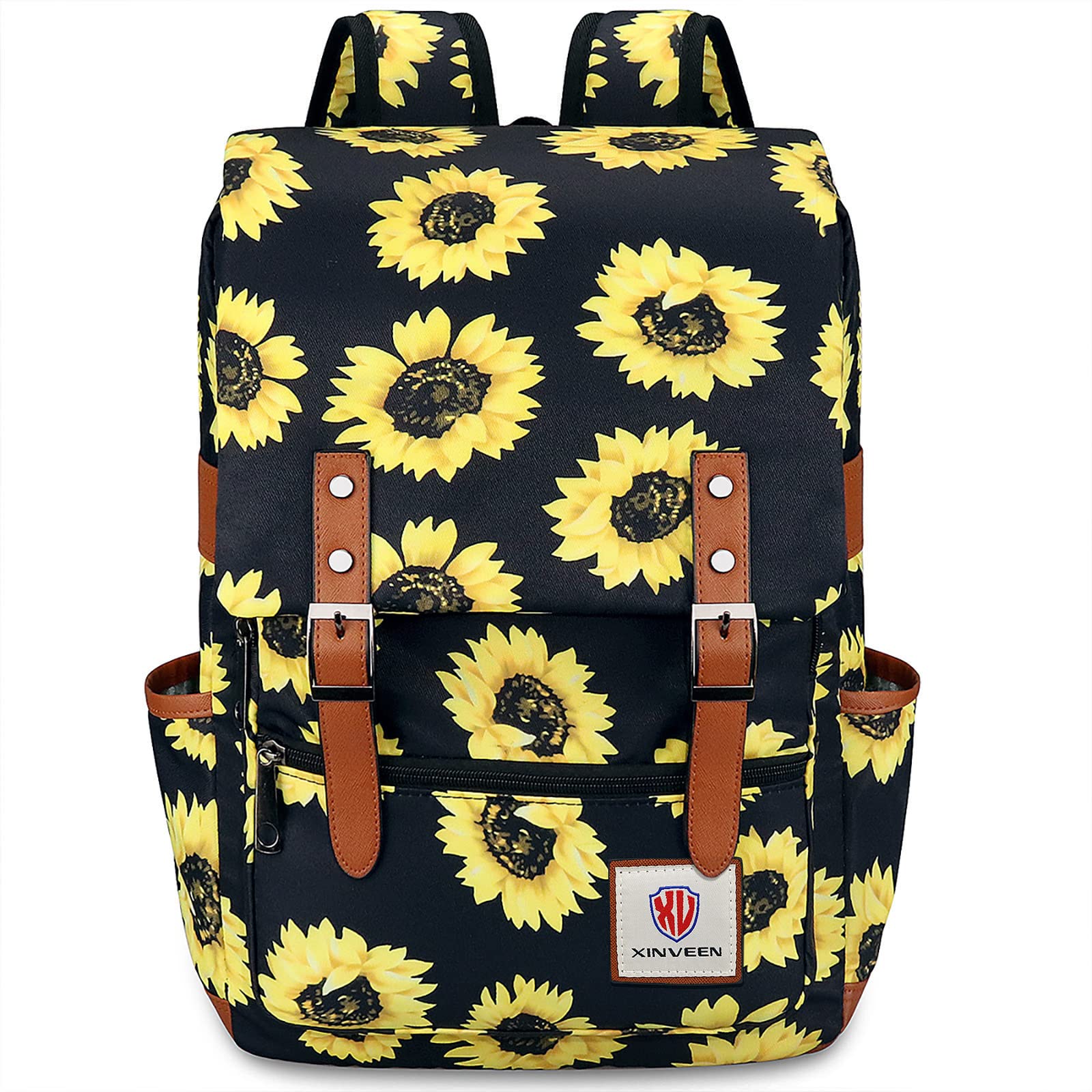 Xinveen Slim Vintage Laptop Backpack Sunflower College School Backpack Unisex Casual Travel Daypack for Women Men Sunflower