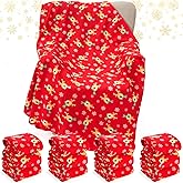 Mindsoft 12 Pcs Christmas Throw Blankets Bulk 50 x 60 Inch Xmas Reindeer Snowflakes Winter Holiday Red Soft Cozy Fleece Blanket for Winter Bedding Couch Chair and Homeless Gift Home Decorations (Cute)