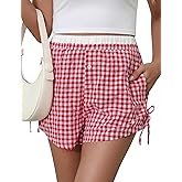 Blooming Jelly Womens Boxer Shorts Gingham Pajama Summer Casual High Waisted Shorts Plaid Lounge Sleep Y2k Beach Bottoms
