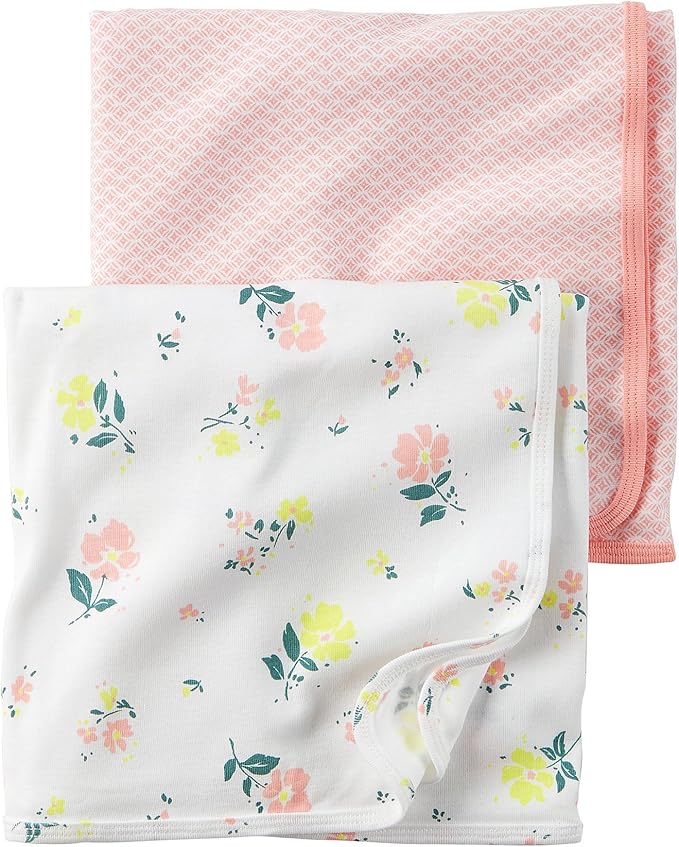 Carter's Baby Girl Swaddle Blankets 2 pk Floral/Pink