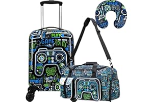 Inprof Kid’s Luggage Set 3 Piece Suitcase Set 16’’ Hardside Luggage with Spinner Wheels Girls Boys Carry on Toddler Travel Rolling Suitcase Airline Approved