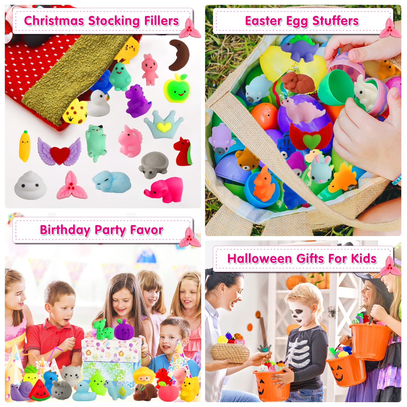 100 Pcs Kawaii Squishies Party Favors for Kids 4-8-12, Mochi Squishy Toys Treasure Box Toys for Classroom Prizes,Stress Relief Fidget Toys Birthday Gift for Boys Girls Goodie Bag Pinata Stuffers