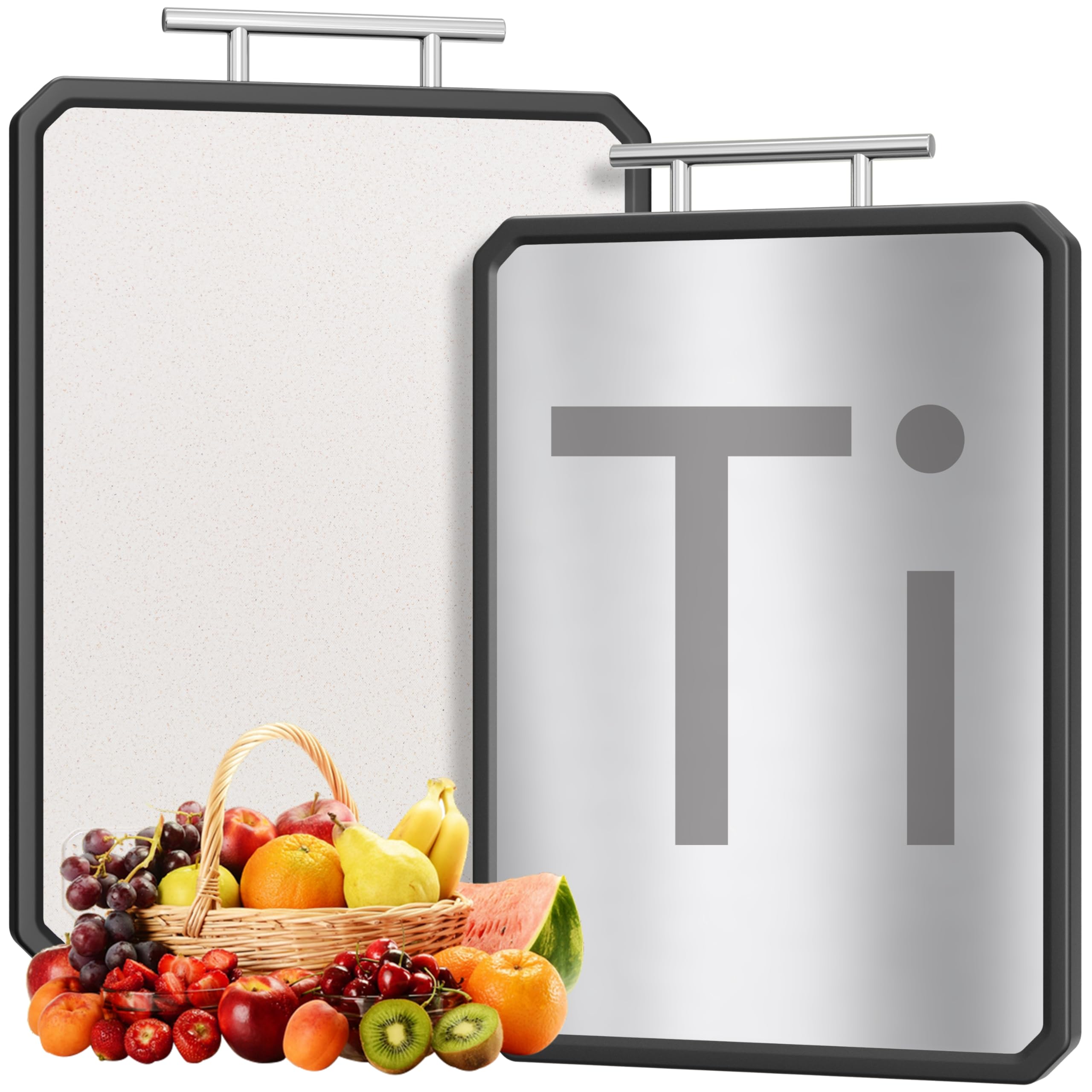 Photo 1 of Titanium Cutting Boards for Kitchen, Large 16x11 Inch Pure Titanium and Wheat Straw PP Double Sided Chopping Board, Dishwasher Safe, Easy to Clean