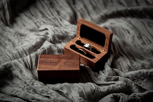 MUUJEE Quad Wooden Ring Box for Wedding Ceremony Engraved Ring