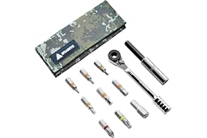 Granite Rocknroll Mini Ratchet Bike Tool Kit, Bike Multitool Kit with 9 Tool Bits and Extension Rod, Portable Bicycle Tool Kit for Mountain Bike, Road Bike and Gravel Bike (Green Camo)