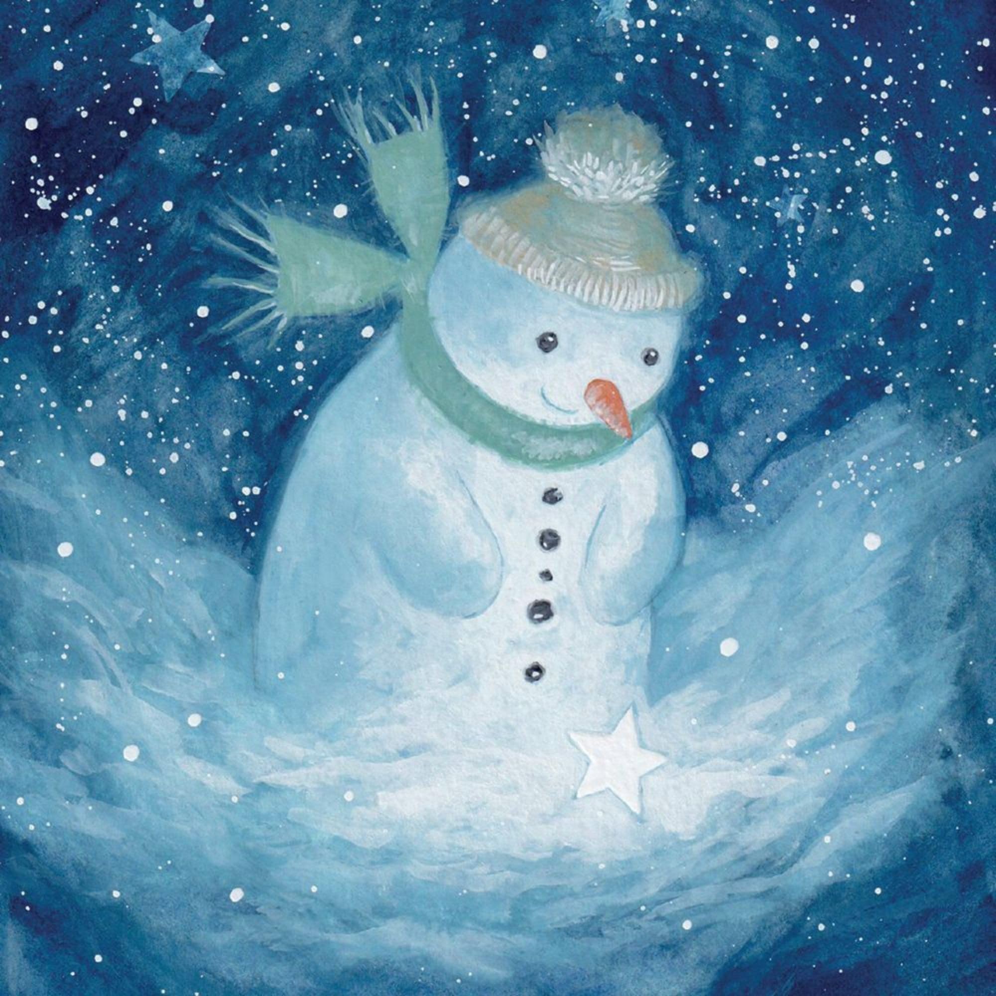 Museums & Galleries Charity Christmas Cards Pack of 8 - Snowman and Star Design - Christmas Card Multipack - In Aid of UK Charities