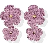 Raffia Earrings for Women Flower Drop Earrings Floral Boho Statement Dangle Spring Earring Trendy Cute Summer Jewelry for Women Trendy