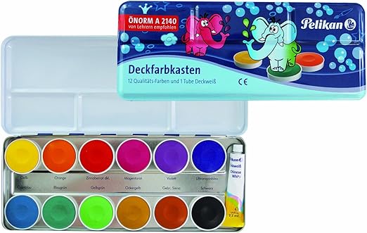 Pelikan DF12 - Caja de Pintura (12 Colores y 1 Tubo), Color Blanco: Amazon.es: Hogar