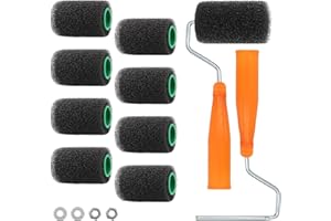 9 Pieces Textured Paint Roller Set with 2 Pieces Frame 4 Inch Drywall Compound Foam Paint Roller for Painting Roll on Bed Lin