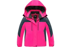 ZSHOW Girls' Ski Jacket Waterproof Fleece Raincoat Windproof Warm Winter Coat with Detachable Hood
