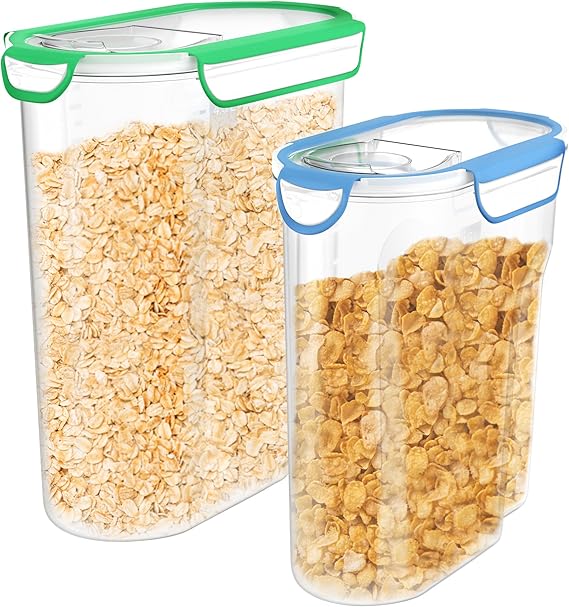 Vremi Plastic Cereal Containers Storage Set with Lids 2 Pack BPA Free