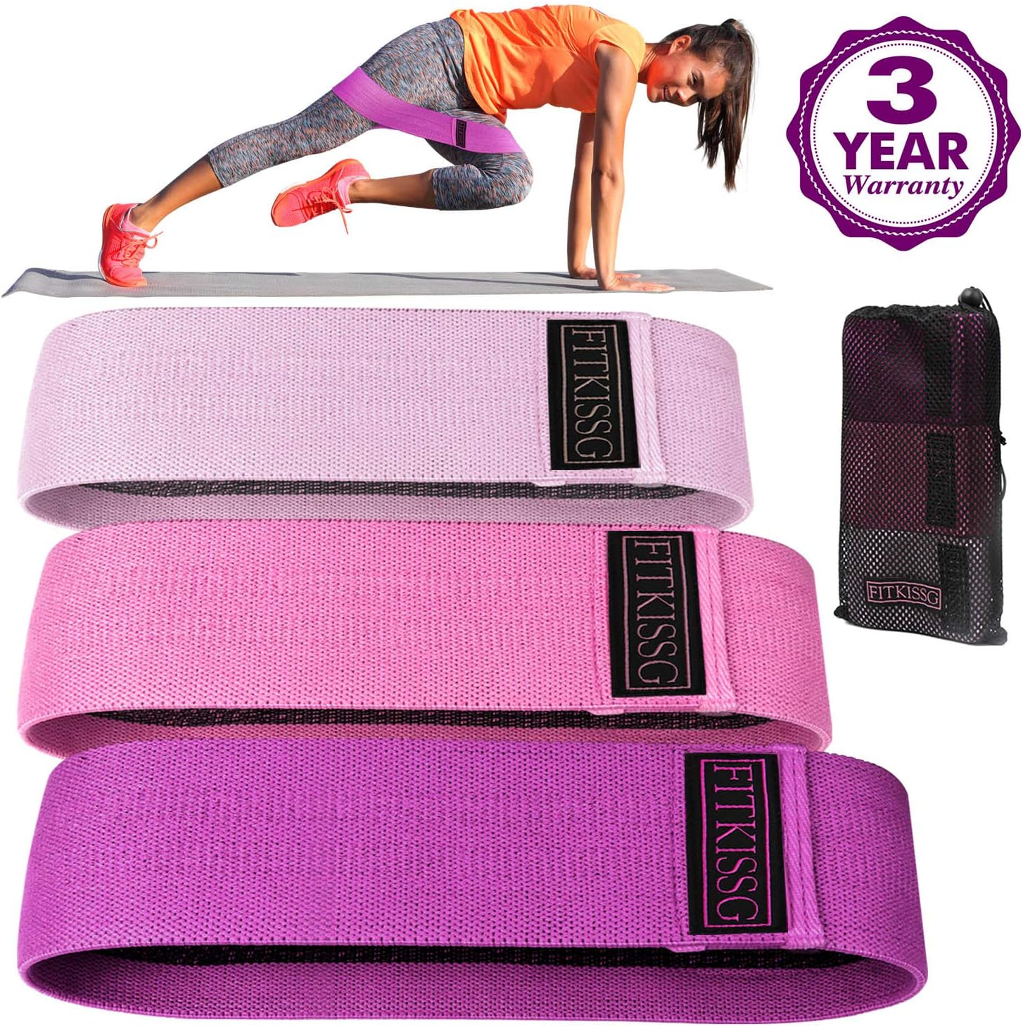 FITKISSG Resistance Bands Booty Bands Hip Bands for Legs and Butt Fabric Exercise Bands for Women Men Cloth Workout Bands Heavy Resistance Loops Anti Slip Thick Wide Circle Hips Glute