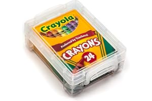 AOSBET Crayola Crayons 24 Count with Clear Super Stacker Plastic Crayon Box (Bundle)