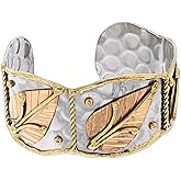Anju Mixed Metal Cuff Bracelet (Small Leaf)