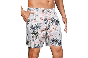 Gleeease Swim Trunks Mens 7 Inch Bathing Suit with Mesh Liner Men's Stretch Swimwear Quick Dry Swimsuit Beach Shorts