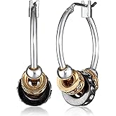 Nine West Women's Small Slider Hoop Clicktop Earrings Tri Tone
