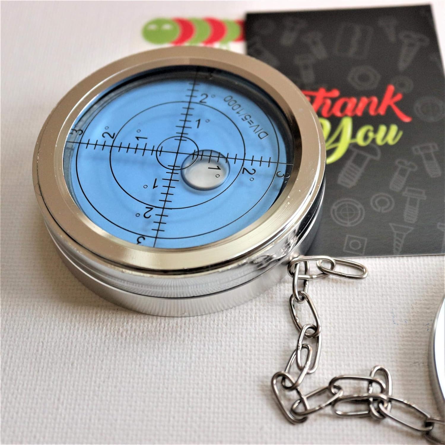 Caterpillar Red Metal Large Spirit Bubble Level, Round, Blue/Silver, Model 570, Traditional Style, 70mm - Image 3