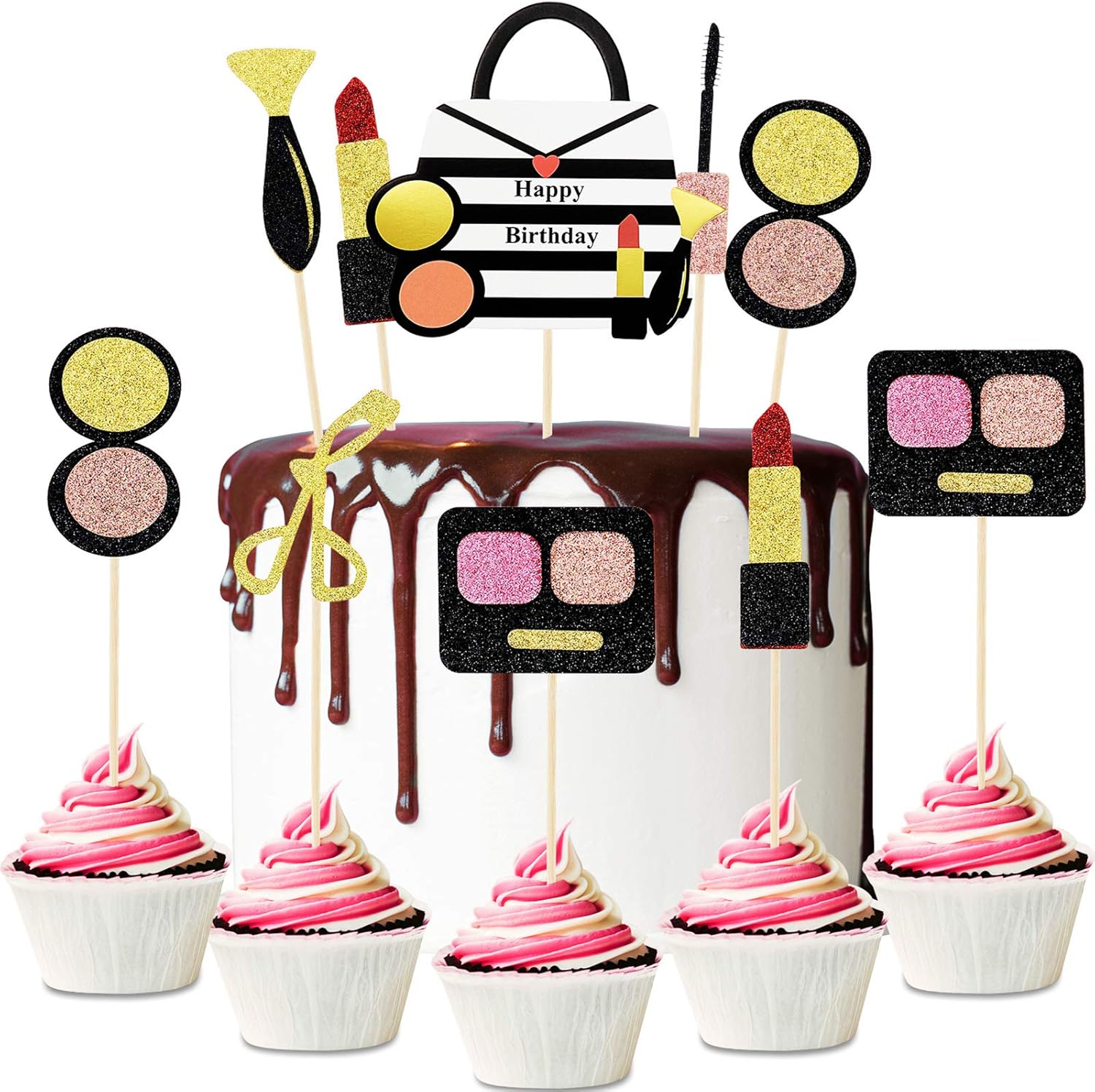 Amazon Com 42 Pieces Makeup Cupcake Toppers Glitter Cosmetics Cake Toppers Dessert Decoration For Women Cosmetics Theme Bridal Shower Girl Happy Birthday Party Cake Decoration Supplies Toys Games 42 pieces makeup cupcake toppers glitter cosmetics cake toppers dessert decoration for women cosmetics theme bridal shower girl happy birthday party