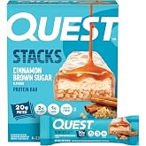Quest Nutrition Stacks Protein Bars, Cinnamon Brown Sugar, 4 Count | 20g Protein, 12g Fiber, 1g Sugar, Gluten Free, High Quality Protein, Chewy, Crispy, Soft and Crunchy, Individually Wrapped