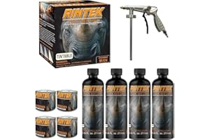 LAUCO Rintek Urethane Spray 1 Gallon Tintable Bedliner Coating, Heavy-Duty Polyurethane Protective Truck Bed Liner Paint, Waterproof Anti-Slip Impact-Resistant Automotive Coating, With Spray Gun