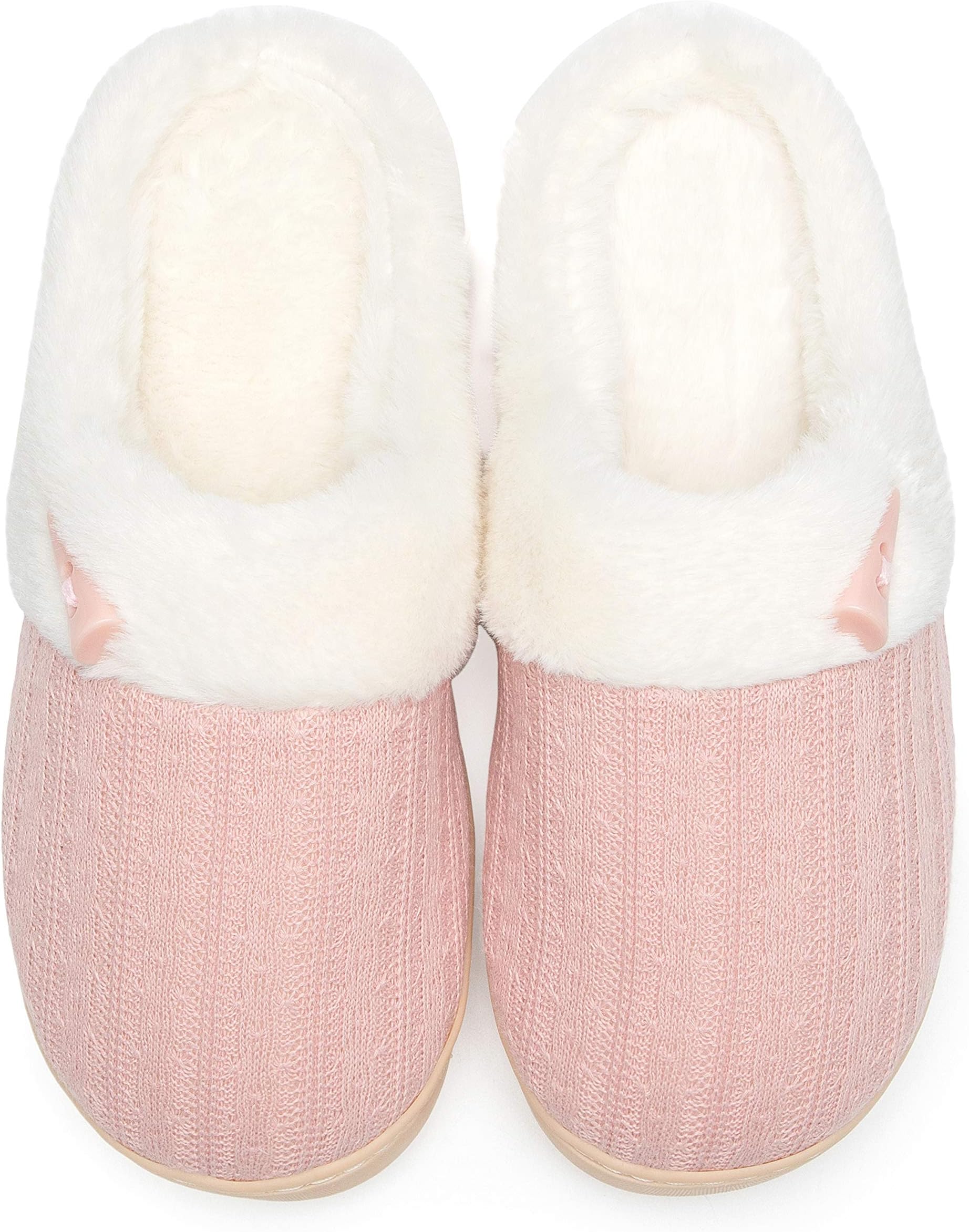 NineCiFun Women's Fuzzy Winter Slippers Outdoor House Slippers (Medium/7-8B(M) US, Pink)