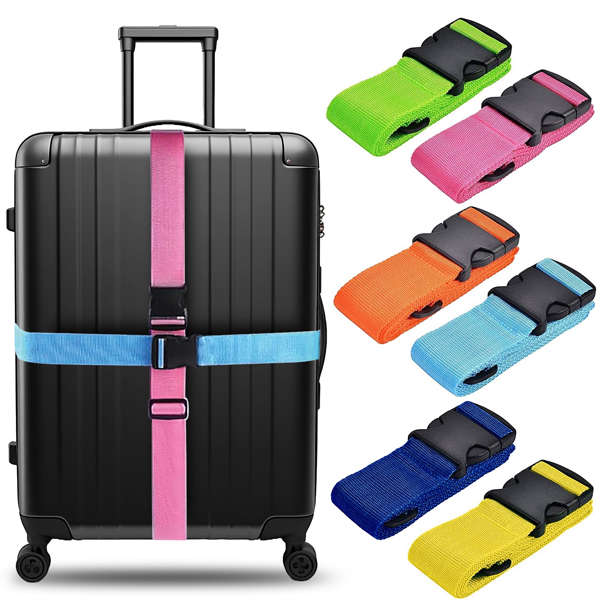 Luggage Straps Suitcases Belts, 6 Pack Adjustable Travel Packing Belt, Utility Strap with Quick Release Buckle, Travel Packing Outdoorsport