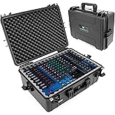 CASEMATIX Mixer Carry Case Compatible with Yamaha MG12XU 12 Channel Mixing Console and More - IPX7 Waterproof Hard Shell Sound Board Carrier with Foam Fits Mixers up to 17" x 12.1" x 5" and Cables