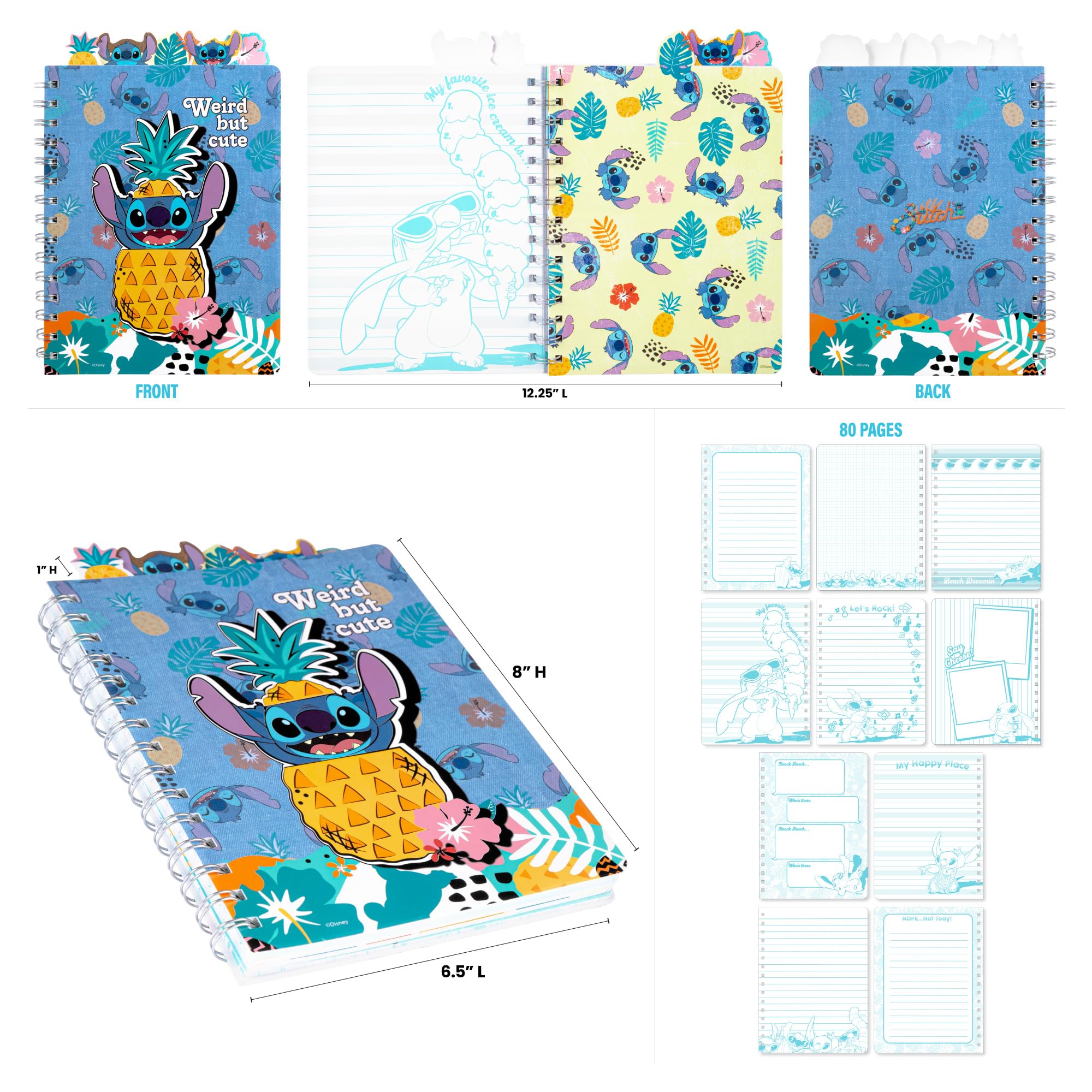 Fashion Angels Disney Stitch Journal Gift Set, Includes Journal, Stickers, Gel Pens, Erasers & Rolls of Tape, Ideal & Cute Stationery Set for Kids & Teens