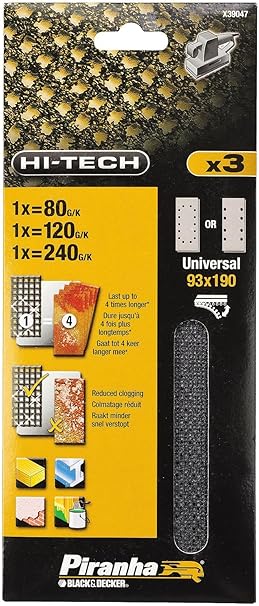 Black + Decker X39047-XJ Klett-Schleifgitter Sortiert: K80,K120,K240