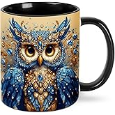 FyLybois Owl Coffee Mug for Women Men Ceramic Tea Cup 11 Ounce Novelty Mugs Drinking Water Cups for Home Office Travel