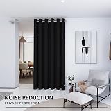 Deconovo Blackout Door Curtains 79 x 106 Inch Thermal Insulated Eyelet Black view 4