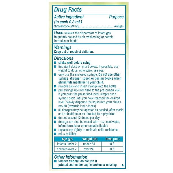 MYLICON INFANTS’ GAS RELIEF DYE FREE DROPS – .5 OZ, PACK OF 2
