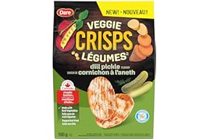 Dare Veggie Crisps Dill Pickle - Crunchy, Popped Snacks Made with Real Vegetables like Yellow and Green Peas, Tomatoes, and C