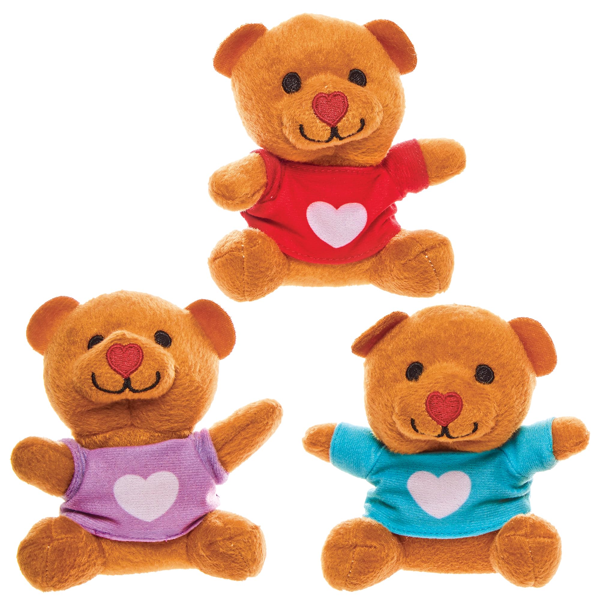 Baker Ross FX957 Love Heart Teddy Bears - Pack of 4, Valentines Day Party Bag Fillers for Kids