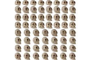 Guiqulai 60 Pcs Mini Skull Figurine,Halloween Miniature Skeleton Statue,Miniature Skeleton Head Statue for Halloween Decoration Prank Toy Dollhouse Accessories