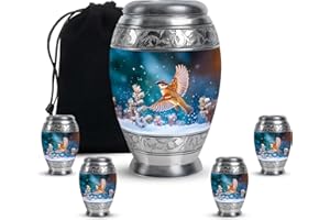 Muktive Sparrow Cremation Urns Set - Snow Small Keepsake for Ashes Women - Large Funeral Urns for Adult Men - Funeral Burial 