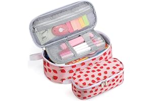 Jcocylse Large Capacity Pencil Case Portable Pencil Pouch Bag School Supplies for College Students Girls Boys Adults(Strawberry)
