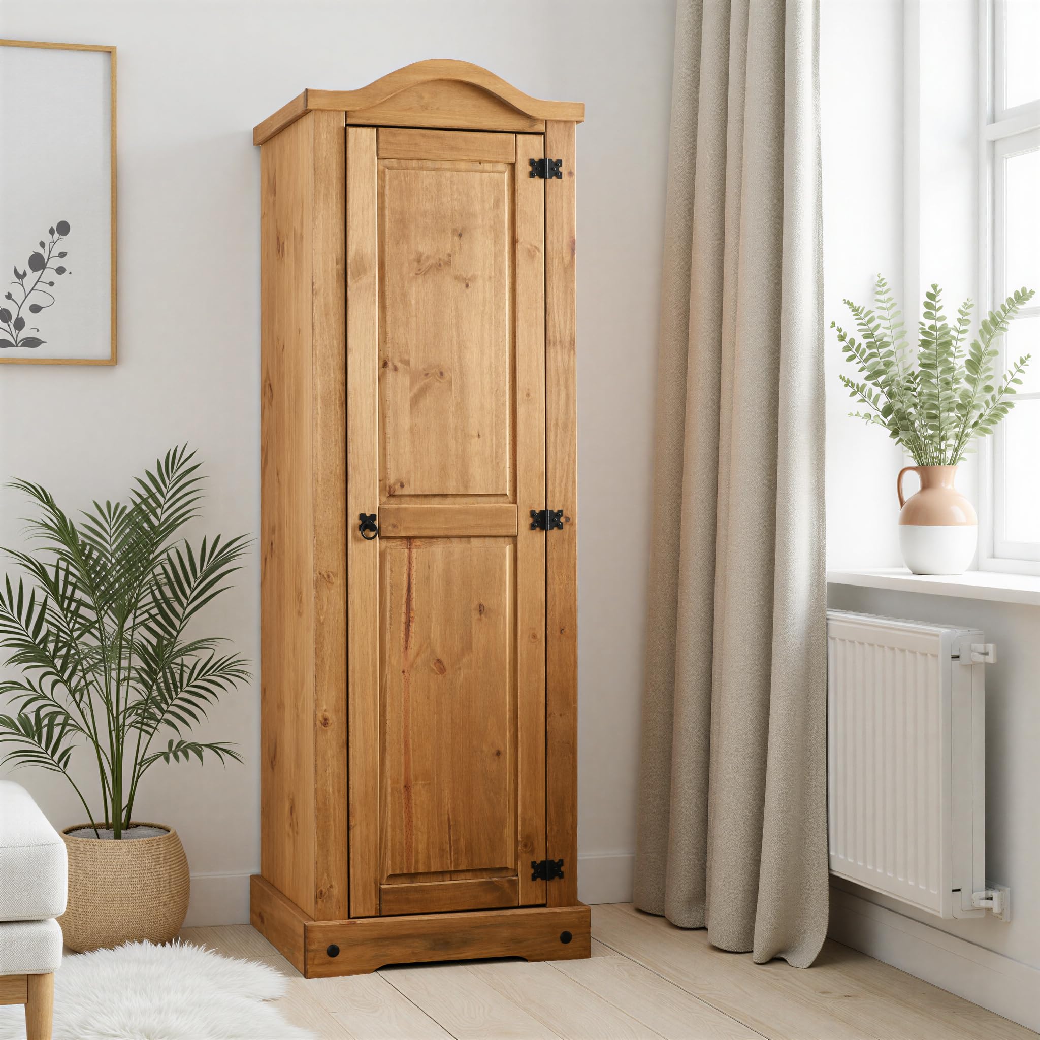 Seconique Corona 1 Door Wardrobe in Distressed Waxed Pine