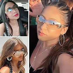 Haqptul Rimless Y2K Sunglasses Star Wrap Around