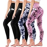 4 Pack High Waisted Leggings for Women - No See Through Tummy Control Cycling Workout Yoga Pants Reg & Plus