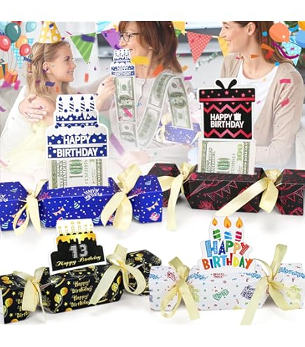 Birthday Money Box Gift Set - 50pcs Transparent Cash Bags For Surprise Money Pull