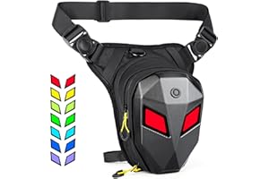 Untrxr Devil's Eyes Motorcycle Leg Bag for Men & Women,Drop Thigh Bag with Removable Leg Straps,Hard Shell for Cycling、Running、Outdoors Sports,with Multiple Pockets(Power Bank Not Included)