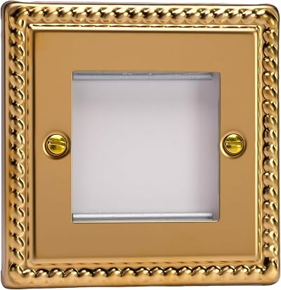 Varilight XGG2 Double DataGrid Plate Georgian Brass 2-Gang Faceplate
