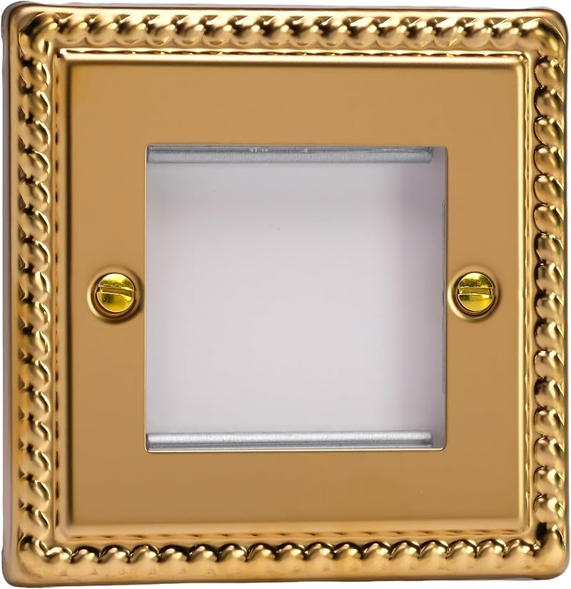 Varilight XGG2 Double DataGrid Plate Georgian Brass 2-Gang Faceplate