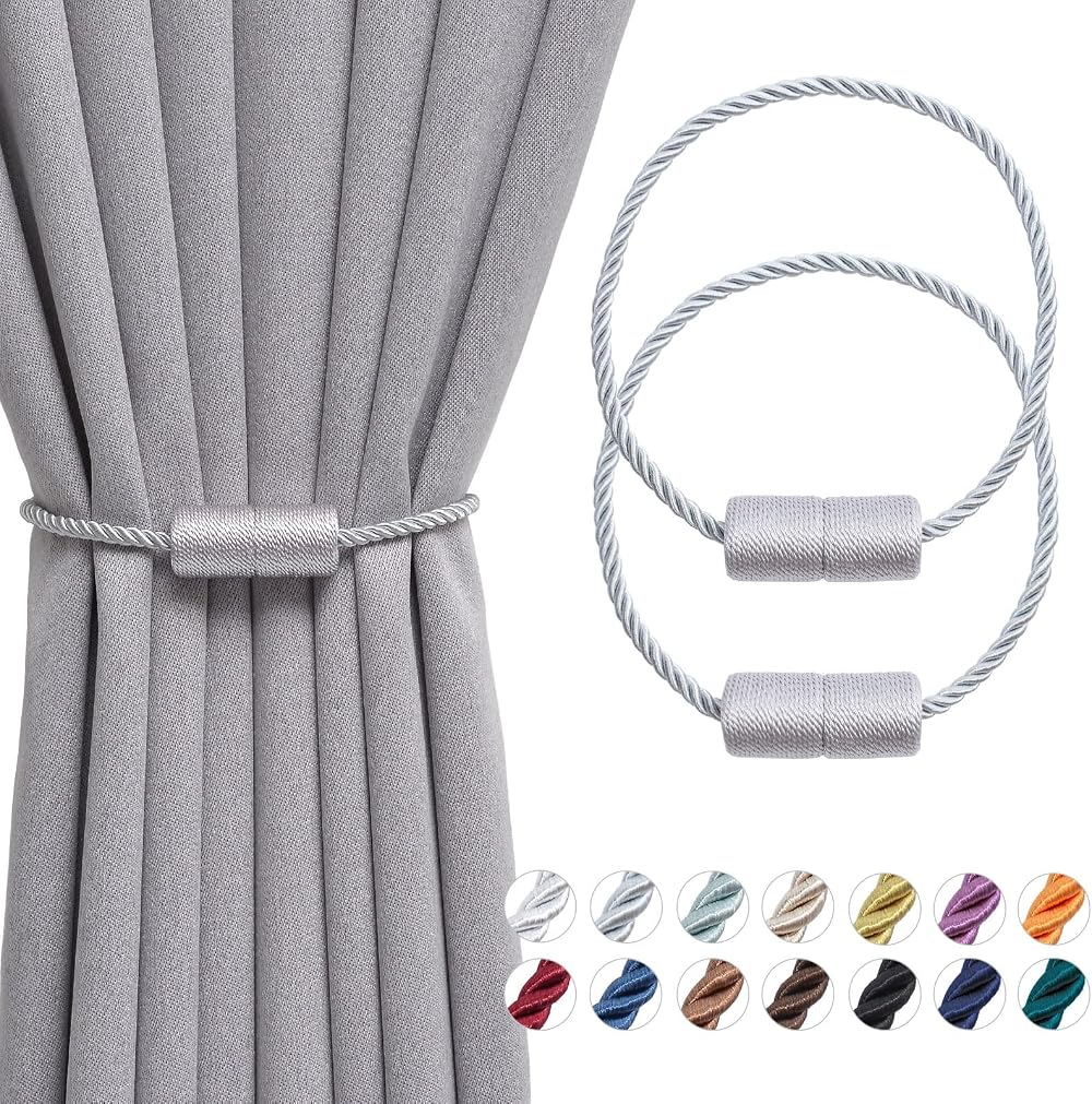 Pretty Jolly 2 Pack Magnetic Curtain Tiebacks 16 Inch Grey