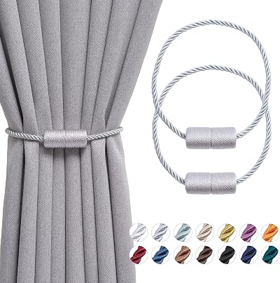 Pretty Jolly 2 Pack Magnetic Curtain Tiebacks 16 Inch Grey