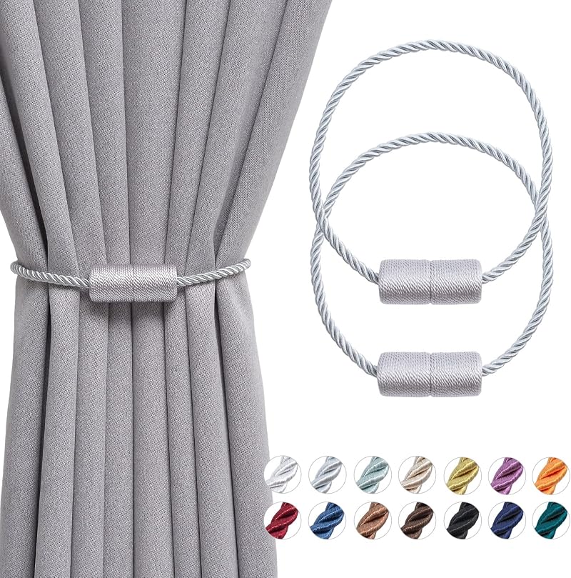 Pretty Jolly 2 Pack Magnetic Curtain Tiebacks 16 Inch Grey