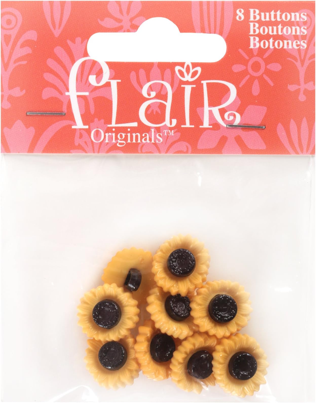 Favorite Findings Button Sunny Flowers 19 x 19 mm 9 pcs. yellow/brown, 10x6x1 cm