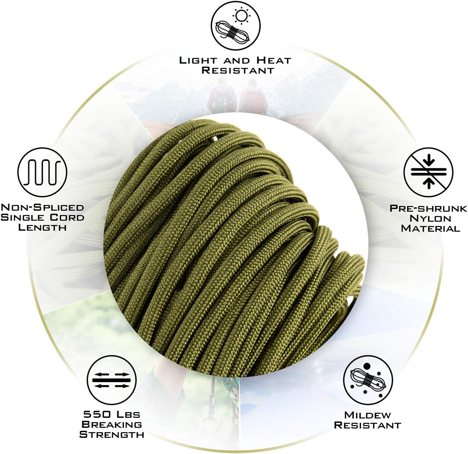 Extremus True Mil Spec 5040 Type III Paracord, Made in The USA, Military Grade 550 lbs Breaking Strength Paracord Carabiner Survival Tool, Paracord Tightening/Lashing Tool : Sports & Outdoors
