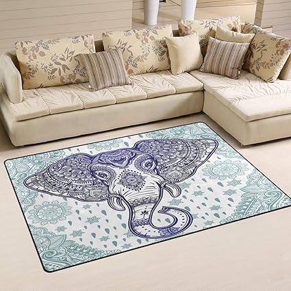 Amazon Com Blue Bohemian Elephant Head Area Rug 23 6x15 7